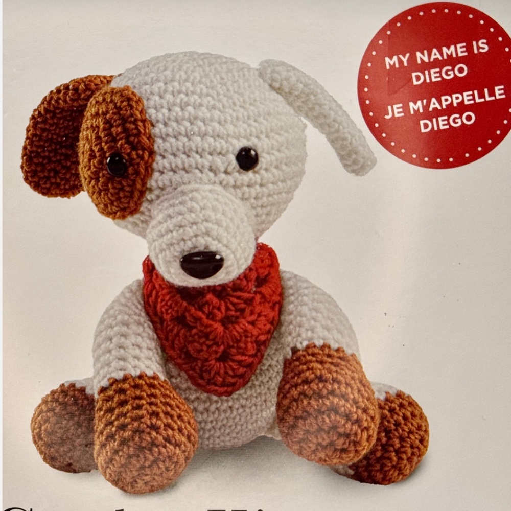 NEW Loops & Threads Crochet Kit DIEGO Amigurumi-Style Dog Intermediate Craft